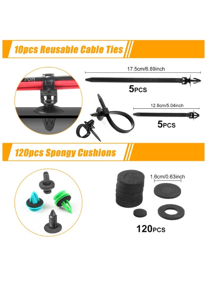 1240 Pcs Car Retainer Clips & Fasteners Kit – 32 Universal Sizes Nylon Bumper, Fender Rivets, Door Panel Clips, and Plastic Rivets with 10 Cable Ties and Removal Tool for Toyota, Ford, Honda, Chevy - Image 5